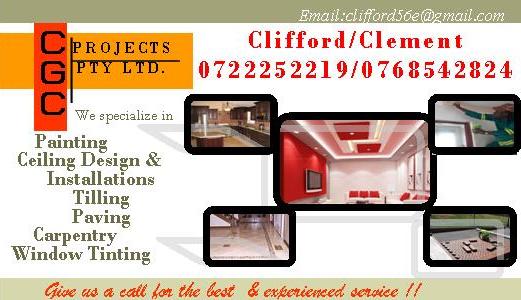 We are installing ceiling,ceiling decorations,painting,tiling and paving
